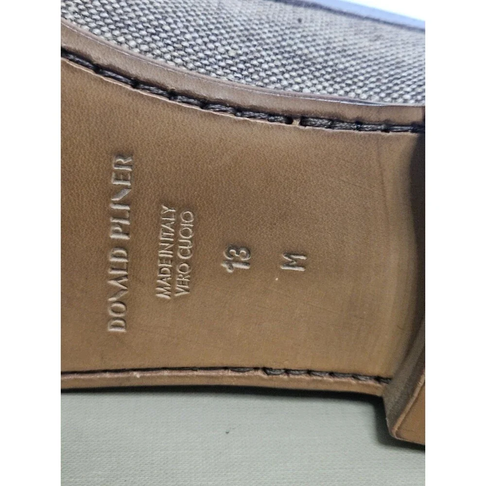 Sz 13 - Donald J. Pliner Brown Canvas Slip-On Driving Horsebit Loafer Shoes Mens